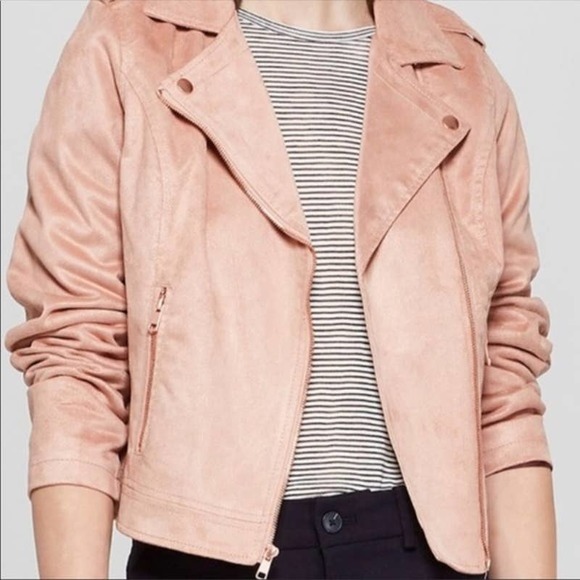 a new day Jackets & Blazers - NWT A New Day Pink Faux Suede Moto Jacket